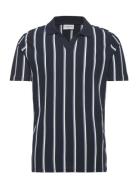 Striped Piqué Polo Shirt S/S Tops Polos Short-sleeved Navy Lindbergh