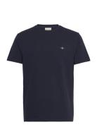 Texture Ss T-Shirt Tops T-Kortærmet Skjorte Navy GANT