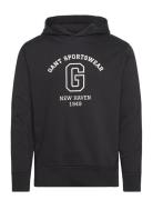 Graphic Sweat Hoodie Tops Sweatshirts & Hoodies Hoodies Black GANT