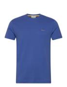 Contrast Logo Ss T-Shirt Tops T-Kortærmet Skjorte Blue GANT