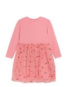 Dress Ls W. Tulle Kjole Pink Minymo