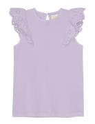 Top Ns Lace Tops T-shirts Sleeveless Purple Creamie