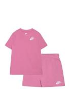 Nkn Club Lbr Knit Short Set Sport Sets With Short-sleeved T-shirt Pink...