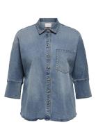 Cargrace 3/4 Stud Dnm Shirt Gua Tops Shirts Denim Shirts Blue ONLY Car...