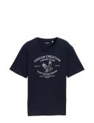 Printed T-Shirt Tops T-Kortærmet Skjorte Navy Tom Tailor