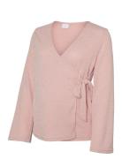 Mllaurie Tess Ls Wrap Top 2F Tops Blouses Long-sleeved Pink Mamaliciou...