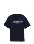 T-Shirt With Print Tops T-Kortærmet Skjorte Navy Tom Tailor