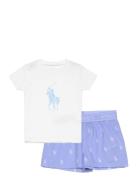 S5-Sleepwear Short Set Pyjamassæt Blue Ralph Lauren Kids