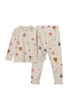 Wilhelm Printed Pyjamas Set Pyjamassæt Beige Liewood