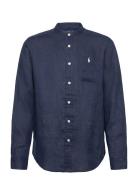 Linen Shirt Tops Shirts Long-sleeved Shirts Navy Ralph Lauren Kids