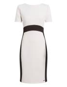 Neoprene Scuba Two Color Dress Knælang Kjole White Calvin Klein