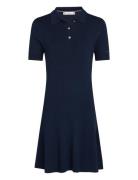 Rib Button F&F Polo Swt Dress Knælang Kjole Navy Tommy Hilfiger