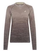 Seamless Ls Top Sport T-shirts & Tops Long-sleeved Brown Asics