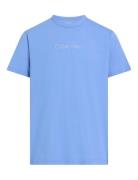 S/S Crew Neck Tops T-Kortærmet Skjorte Blue Calvin Klein