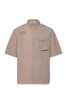 Jaxson Fisherman Shirt Designers Shirts Short-sleeved Beige WOOD WOOD