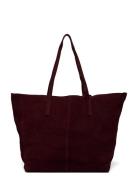 Suede Shopper Bag Shopper Taske Burgundy Mango