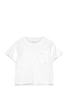 Pocket Cotton T-Shirt Tops T-Kortærmet Skjorte White Mango