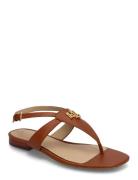 Everley Calfskin Sandal Flade Sandaler Brown Lauren Ralph Lauren