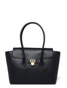 Pebbled Leather Large Tanner Satchel Bags Top Handle Bags Black Lauren...