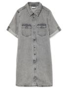 Vmjennie Ss Short Denim Dress Ga Noos Knælang Kjole Grey Vero Moda