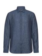 Linen Slim Fit Shirt Tops Shirts Linen Shirts Blue Michael Kors