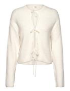 Knitted Tie Cardigan Tops Knitwear Cardigans Cream Gina Tricot