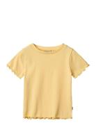 Rib T-Shirt S/S Alicia Tops T-Kortærmet Skjorte Yellow Wheat