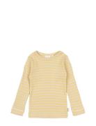 T-Shirt L/S Modal Striped Tops T-shirts Long-sleeved T-Skjorte Yellow ...