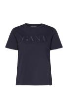 Reg Tonal Graphic Ss T-Shirt Tops T-shirts & Tops Short-sleeved Navy G...