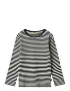 T-Shirt L/S Stig Tops T-shirts Long-sleeved T-Skjorte Navy Wheat