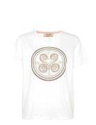 Mmzano O-Ss Embroidery Tee Tops T-shirts & Tops Short-sleeved White MO...