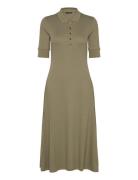 Cotton-Blend Polo Dress Knælang Kjole Green Lauren Ralph Lauren