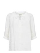 Crbellis Lace Blouse Tops Blouses Short-sleeved White Cream