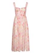 Esra Printed Midi Dress Knælang Kjole Pink Bardot