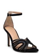 Allie Suede & Leather Multistrap Sandal Sandal Med Hæl Black Lauren Ra...