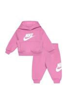 Nkn Club Fleece Set Sport Tracksuits Pink Nike