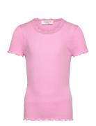 Rkbalta Ss Regular Lace T-Shirt Tops T-Kortærmet Skjorte Pink Rosemund...