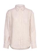 Rel Striped Linen Shirt Tops Shirts Linen Shirts Beige GANT