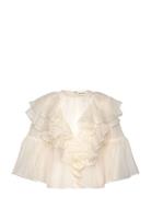 Alexia Organza Frill Blouse Tops Blouses Short-sleeved Cream Malina