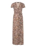 Floral Belted Flutter-Sleeve Gown Maxikjole Festkjole Brown Lauren Ral...