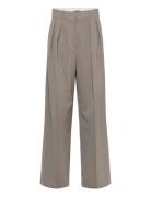 Wideleg Wool-Blend Suit Trousers Bottoms Trousers Wide Leg Brown Mango