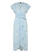 Vmpage S/L Long Wrap Dress Wvn Ga Kort Kjole Blue Vero Moda