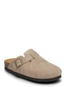 Sl Fae Suede Dark Beige Shoes Mules & Slip-ins Flat Mules Brown Scholl