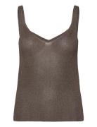 Lurex Knitted Top Tops T-shirts & Tops Sleeveless Brown Mango