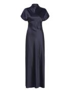 Alivia Short Sleeve Satin Maxi Dress Designers Maxi Dress Navy Malina