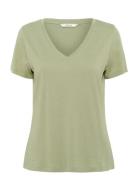 Crnaia Deep V-Neck T-Shirt Tops T-shirts & Tops Short-sleeved Green Cr...