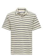 Onsian Reg Stripe Struct Ss Resort Polo Tops Polos Short-sleeved Cream...