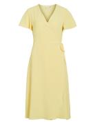 Vilovie S/S Wrap Midi Dress - Noos Knælang Kjole Yellow Vila