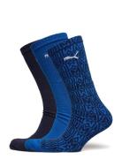 Puma Unisex Printed Crew 3P Sport Sport Clothing Sport Socks Blue PUMA