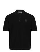 Wilkins Knit Polo Designers Knitwear Short Sleeve Knitted Polos Black ...